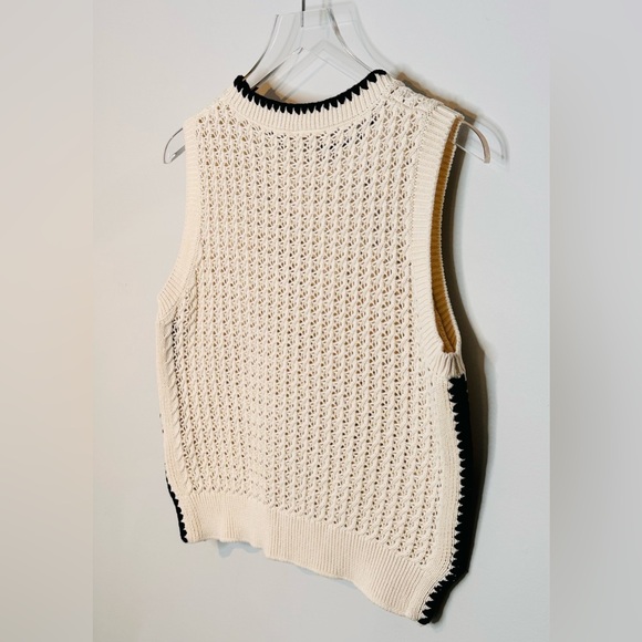 Varley Delaney Knit Beige Birch Black Trim Vest Top Sweater Shirt - Picture 12 of 16